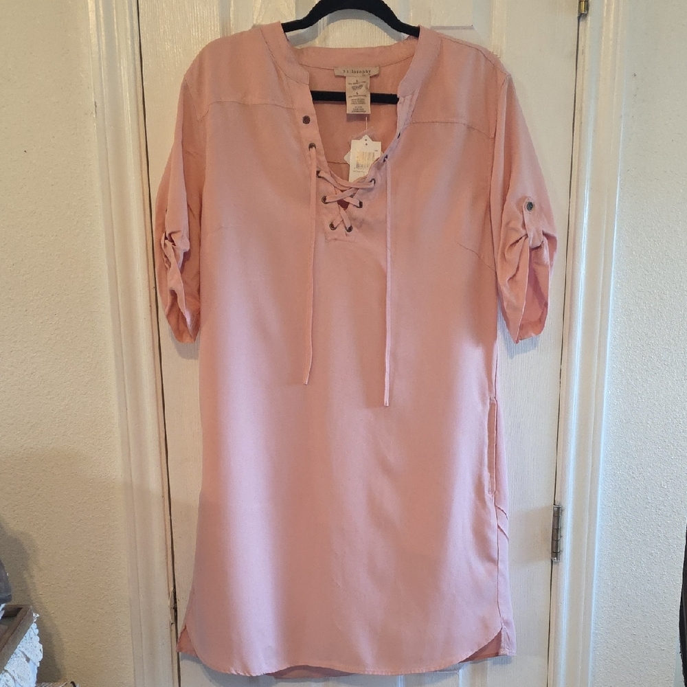 NWT Umgee Blush Lace-Up Tunic Dress